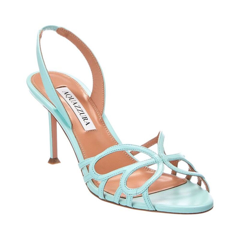 Aquazzura Hula 75 Leather Slingback Sandal, Blue